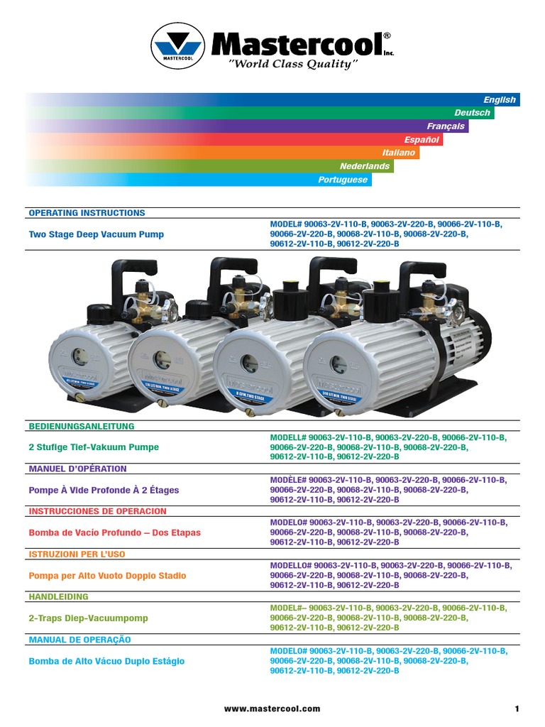 Two Stage Deep Vacuum Pump Deutsch Français Español Italiano