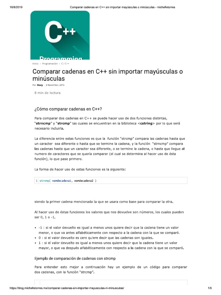 Comparar Cadenas en C++ Sin Importar Mayúsculas o Minúsculas ...