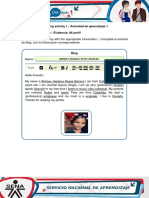 Learning Activity 1 / Actividad de Aprendizaje 1 Evidence: My Profile / Evidencia: Mi Perfil