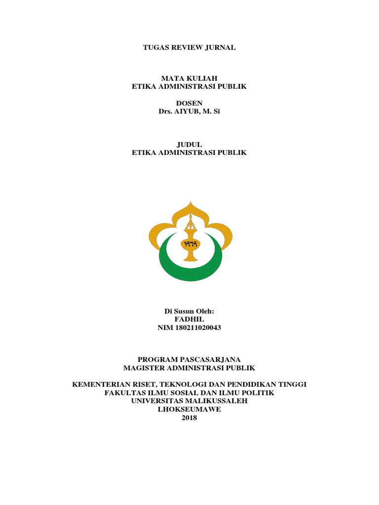 Tugas Review Jurnal Etika Adm Publik Fadhil Pdf