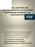 National Adoption and Implementation of The Philippine Professional Standards For Teachers (PPST)