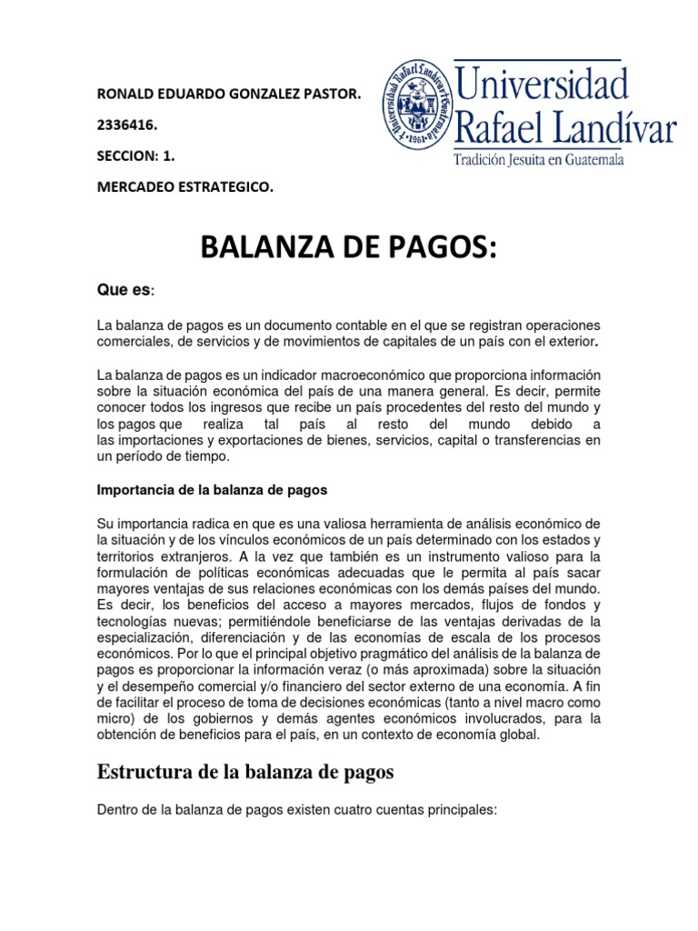 Balanza de Pagos en Guatemala: Análisis y Estructura | PDF | Balance de ...