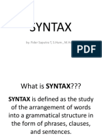 Syntax: By. Fider Saputra T, S.Hum., M.Hum