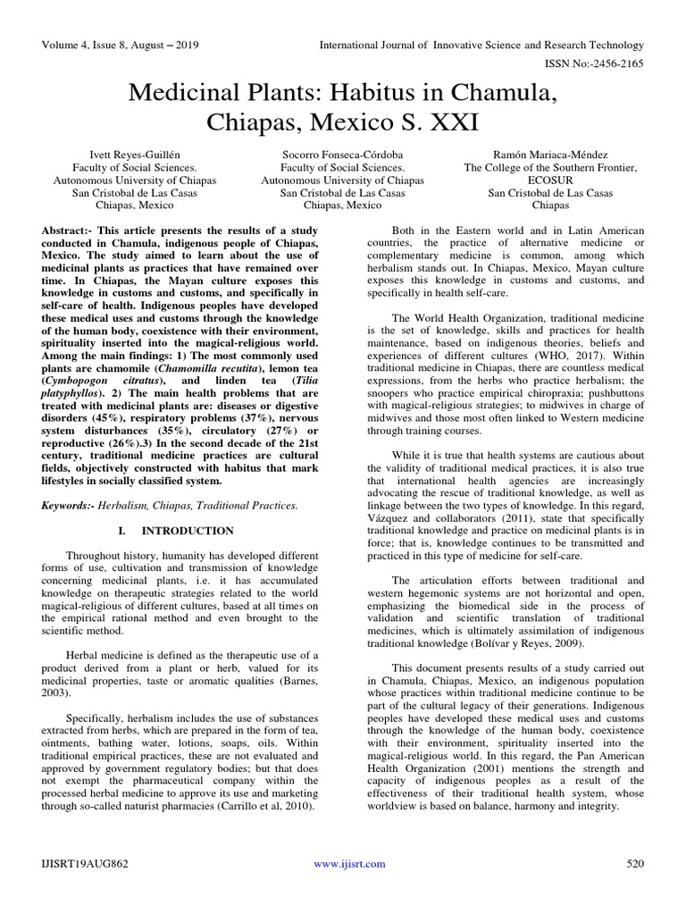 Medicinal Plants in Chamula, Chiapas | PDF | Herbalism | Alternative ...