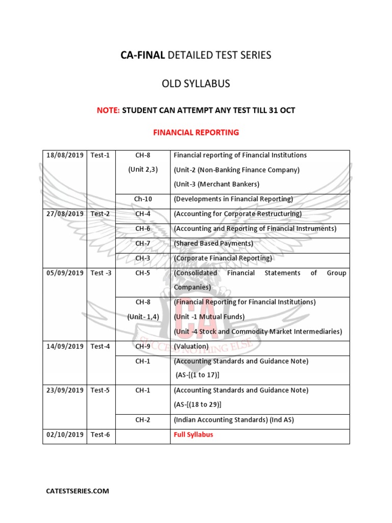CA Final Old Syllabus Test Series | PDF | Value Added Tax | Taxes