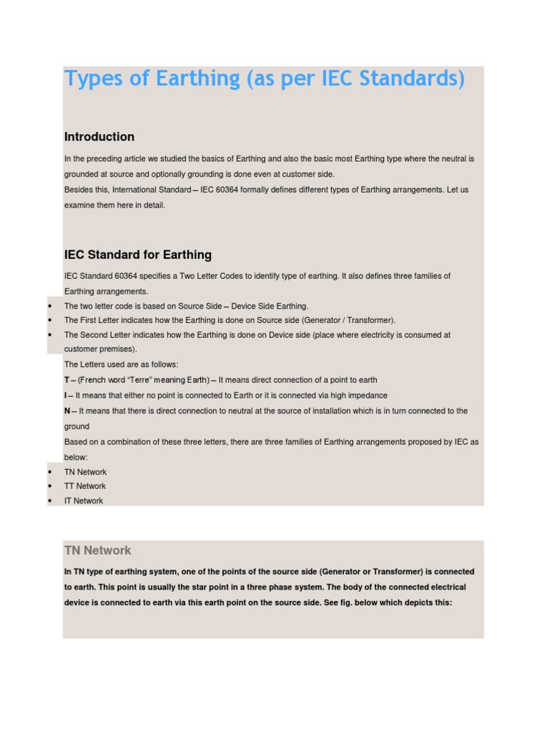 Iec Standards For Earthing