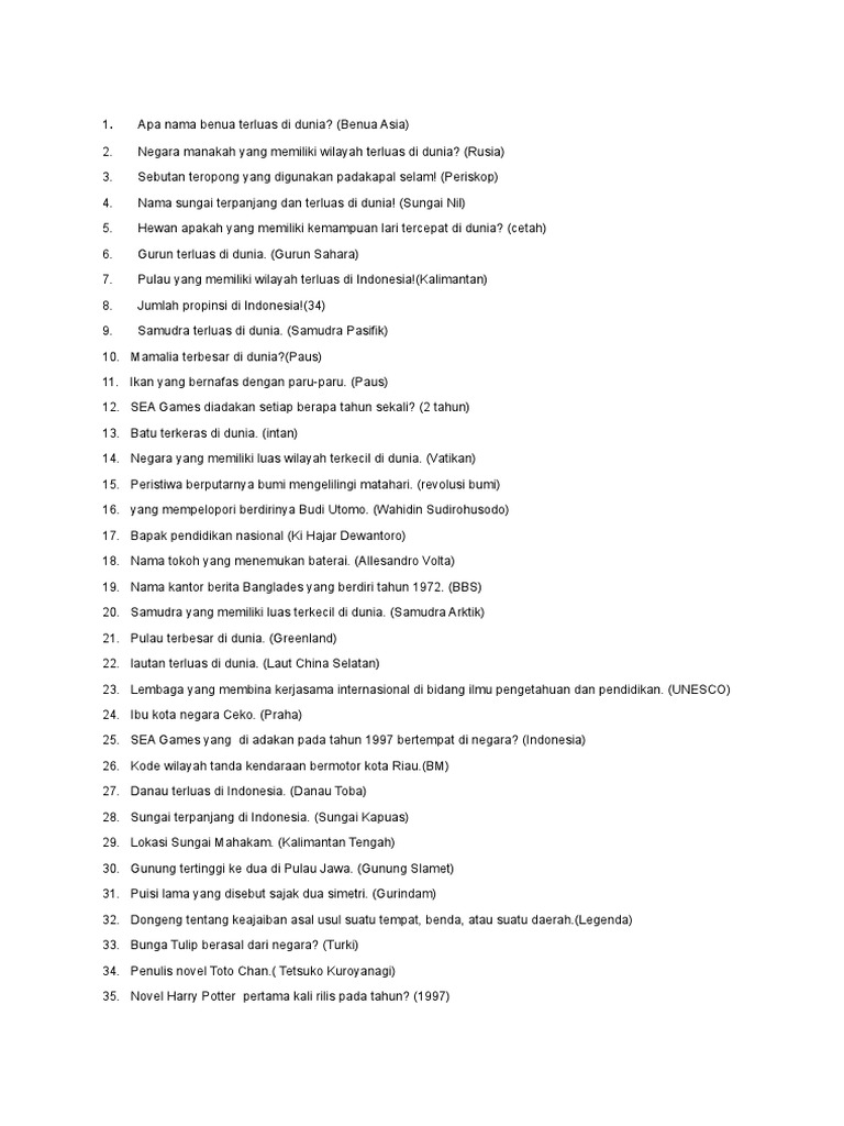 Tes Pengetahuan Umum Docx