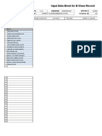 Input Data Sheet For E-Class Record: Region Division District School Name School Id