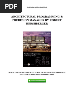 Architectural Programming Predesign Manager by Robert Hershberger PDF