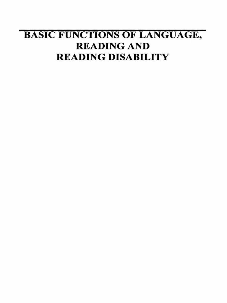 Basic Functions of Language | PDF | Dyslexia | Working Memory