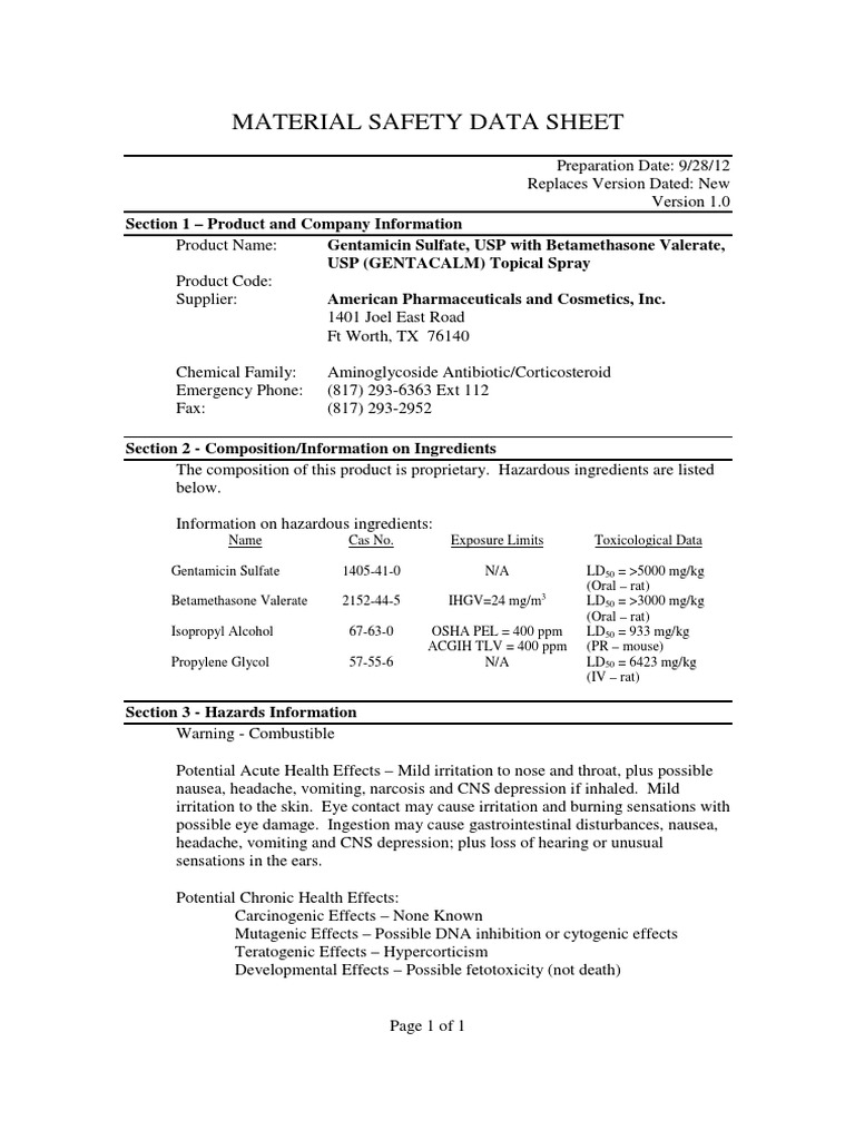 Material Safety Data Sheet | PDF | Combustion | Hazardous Waste