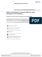 Status Consumption in Consumer Behavior: Scale Development and Validation