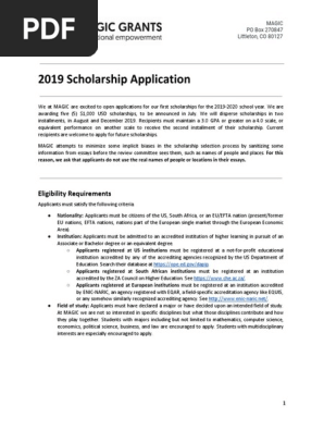 Scholarship Application 2019