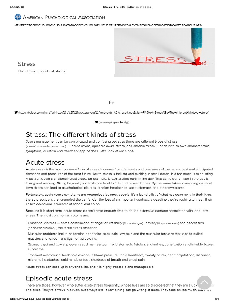 Stress - The Different Kinds of Stress | Download Free PDF | American ...
