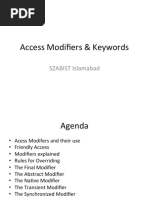 Access Modifiers & Keywords: SZABIST Islamabad