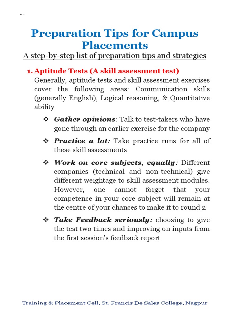 Preparation Tips For Campus Placements A Step By Step List Of