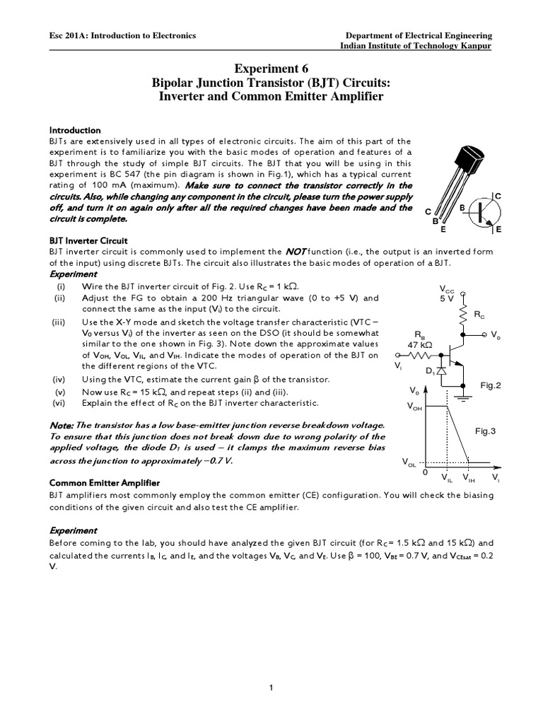Lab 6 PDF Bipolar Junction Transistor Amplifier