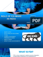 Role of Fdi Make in India: Submitted by