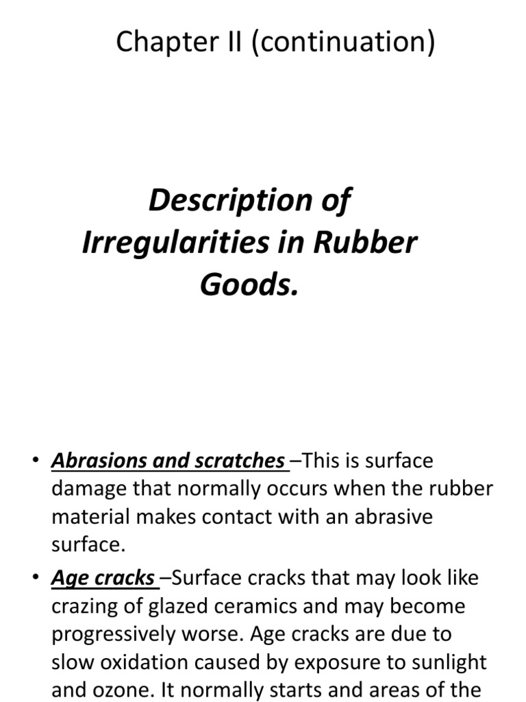 Irregularities in Rubber Goods Explained | PDF | Switch | Natural Rubber