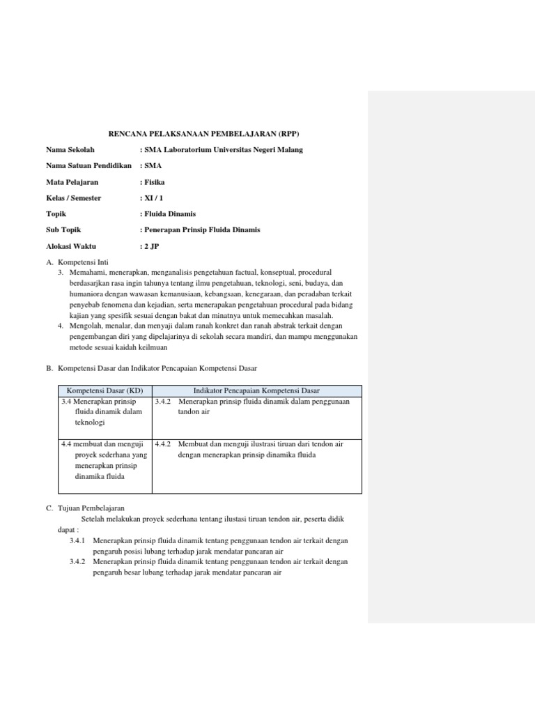 RPP Fluida Dinamis | PDF | Komputer