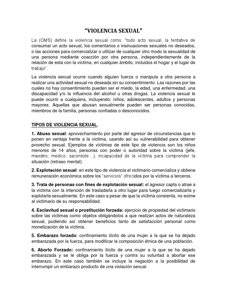 Definición y Tipos de Violencia Sexual | PDF | Violencia sexual ...