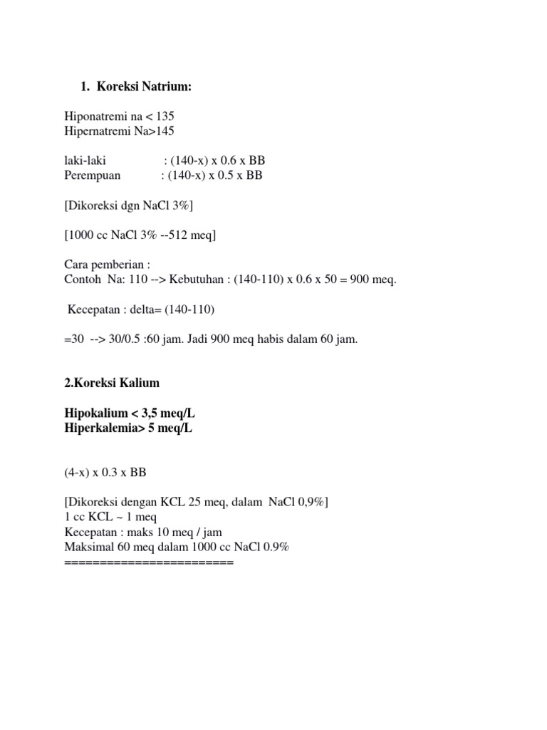Koreksi Natrium Dan Kalium Pada Pasien Pdf