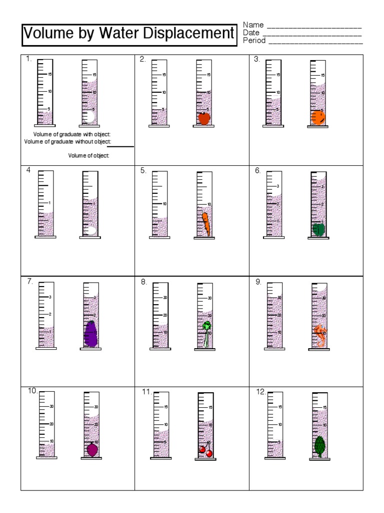 Volume by Displacement Worksheet  PDF  Nature Intended For Volume By Water Displacement Worksheet
