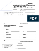 National University of Sciences & Technology: Master'S Thesis Work Formulation of Guidance and Examination Committee