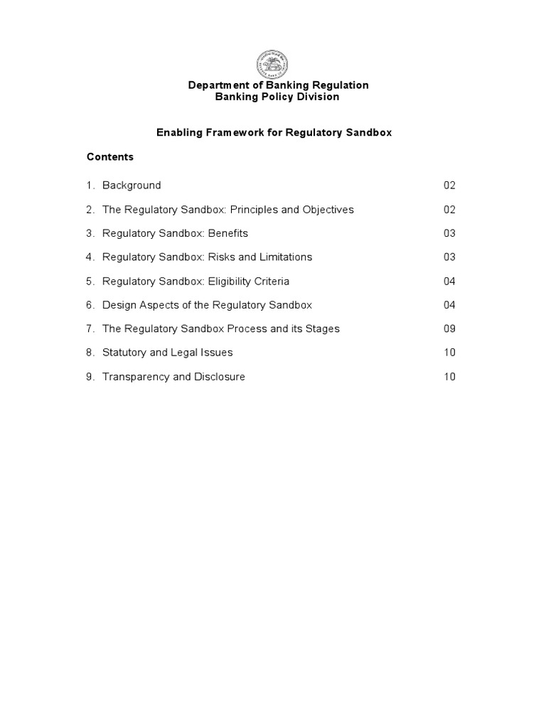 Regulatory Sandbox Framework Overview | PDF | Reserve Bank Of India ...