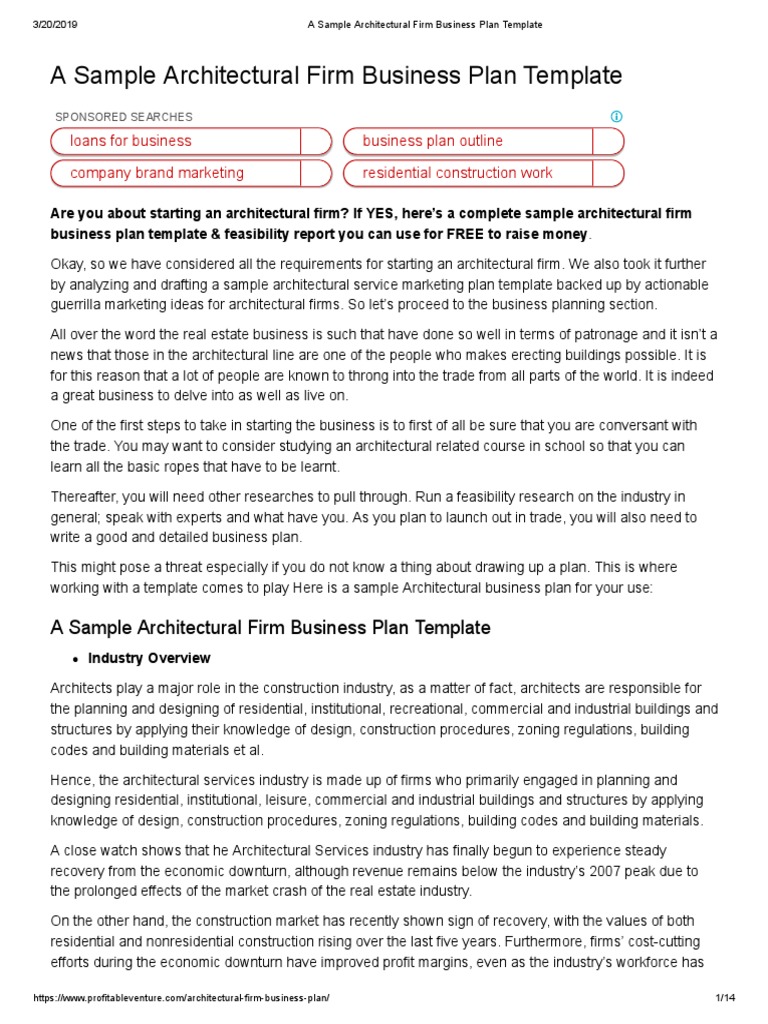 architectural business plan sample
