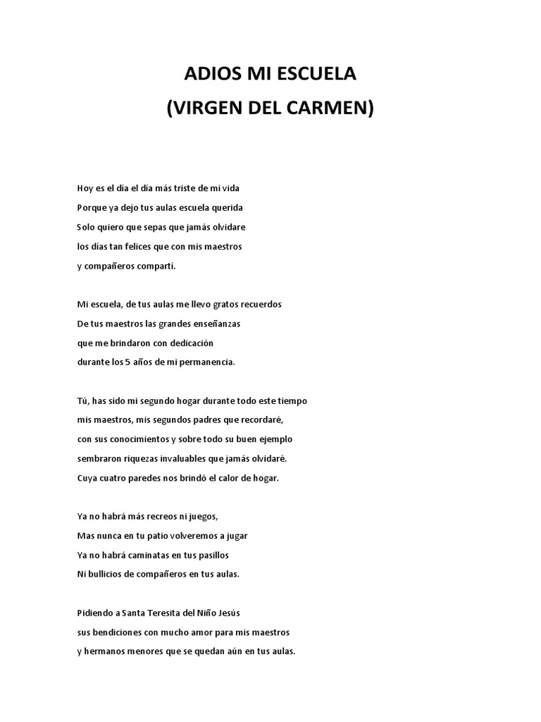 Adios Mi Escuela | PDF