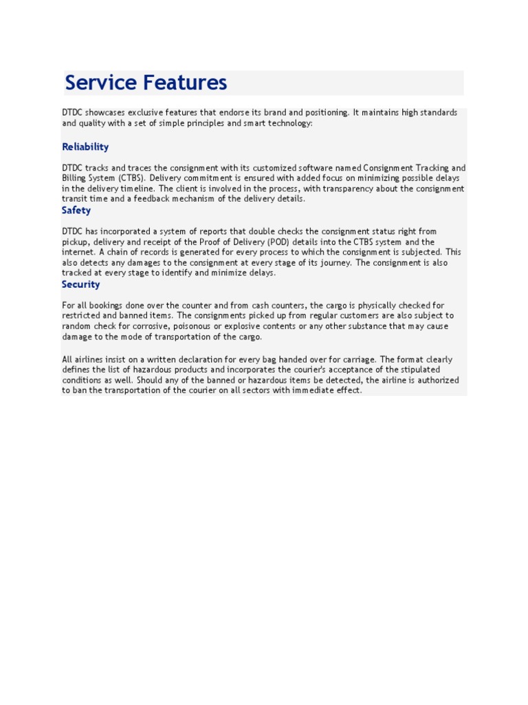 Service Features | PDF