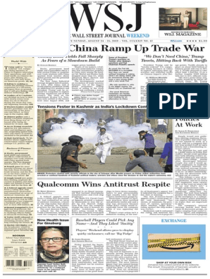 The Wall Street Journal - 24 08 2019 - 25 08 2019 PDF, PDF, The Wall  Street Journal