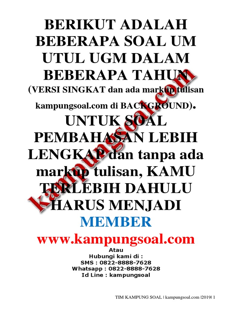 Free Soal Utul Ugm Soshum 2008 2018