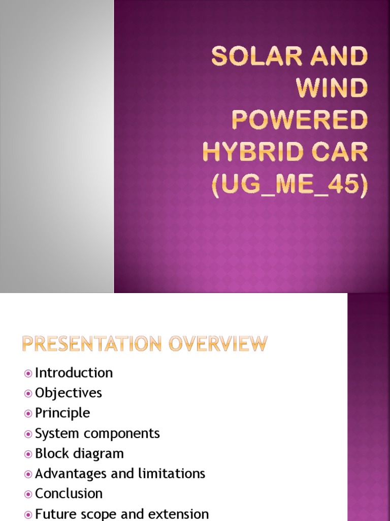 Solar and Wind Hybrid Vehicle Overview | PDF | Plug In Hybrid | Wind Power