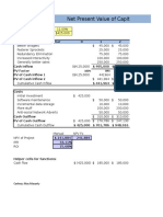 Net Present Value of Capital Project: Cash Inflows Year 0 1 2