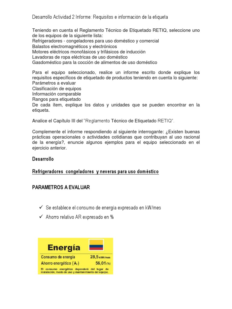 Requisitos de Etiquetado RETIQ en Colombia | PDF | Uso eficiente de ...