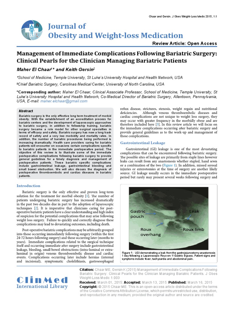 Bariatric Surgery Complications | PDF | Bariatric Surgery | Surgery
