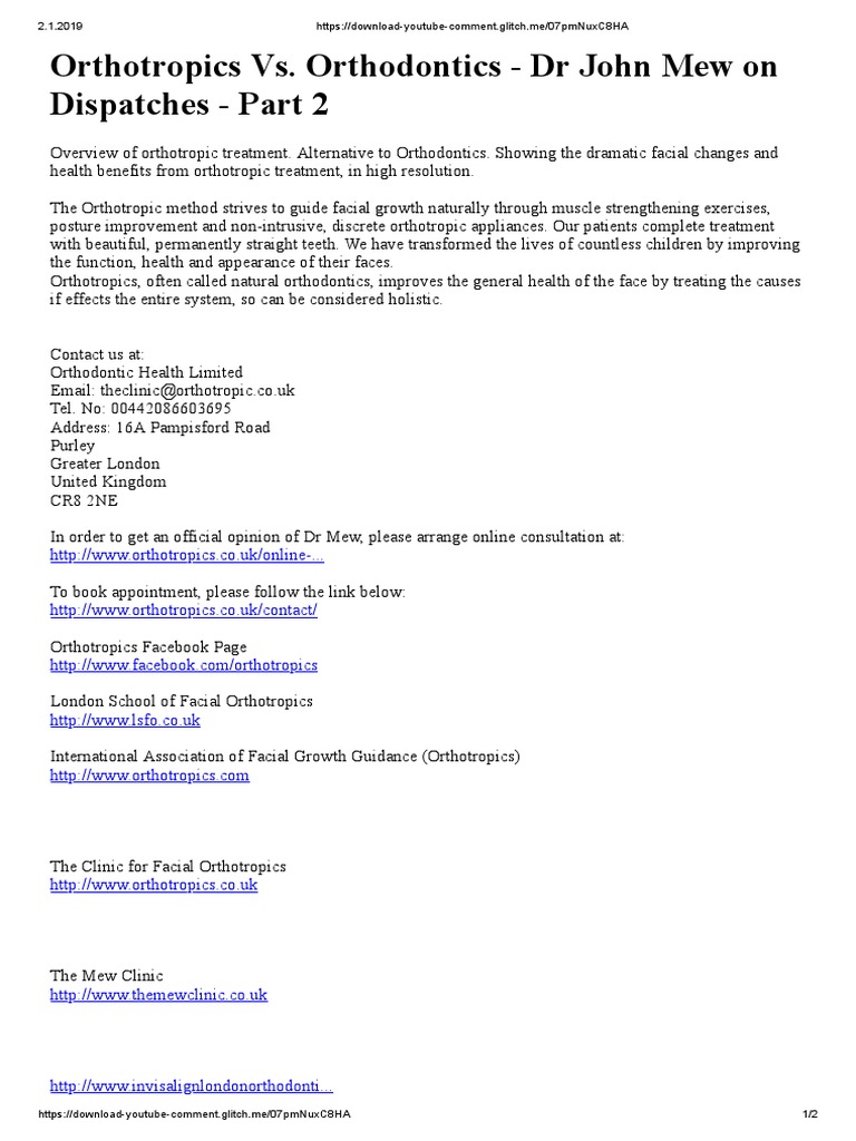 Orthotropics vs. Orthodontics DR John Mew On Dispatches Part 2 PDF