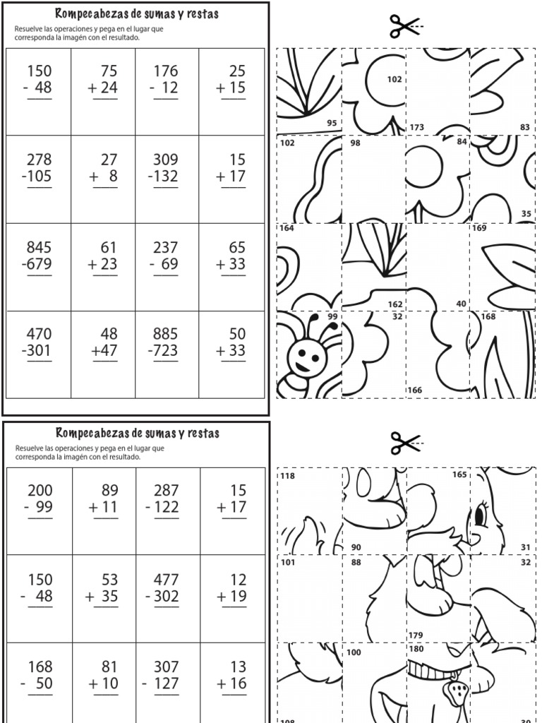 Rompecabezas de Sumas y Restas PDF Violencia
