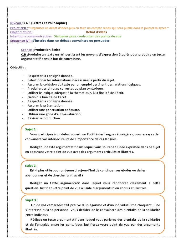 Fiche De Révision Sur La Littérature D idées Production Écrite Fiche Prof | PDF | Sujet (Grammaire) | Verbe