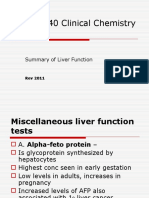 CLSC 4440 Clinical Chemistry II: Summary of Liver Function