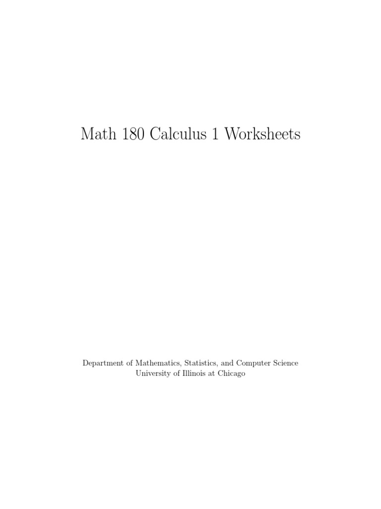 UIC Math 180 Calculus Worksheets | PDF | Maxima And Minima | Derivative