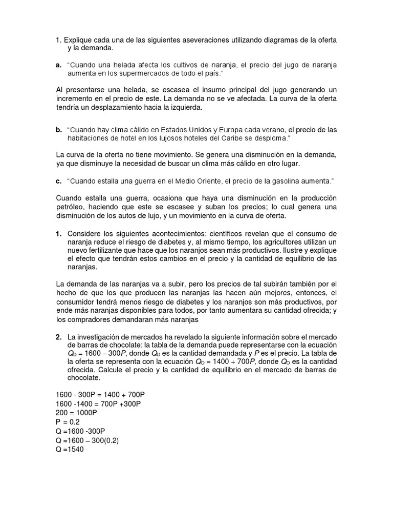 Taller 2 Economia | PDF | Oferta y demanda | Elasticidad (economía)