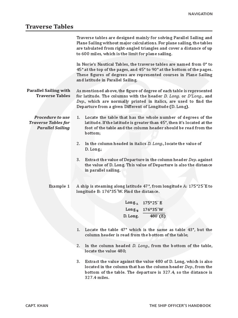 Traverse Tables for Sailing Navigation | PDF | Latitude | Navigation