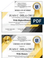 Award Certificates by Sir Tristan Asis