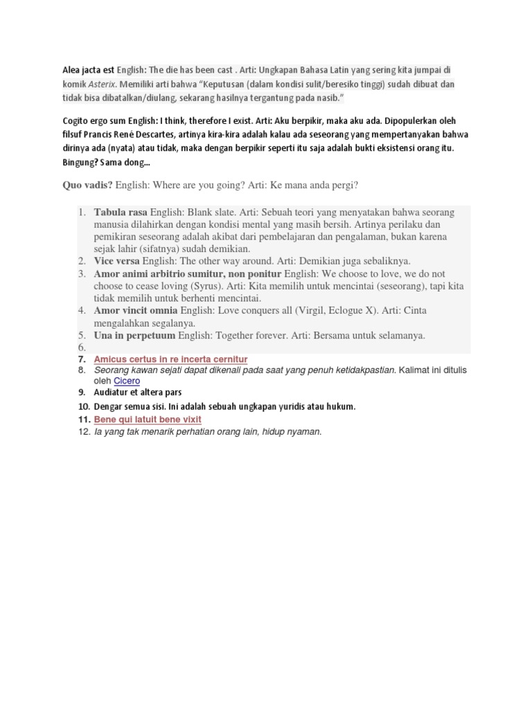 Alea Jacta Est English