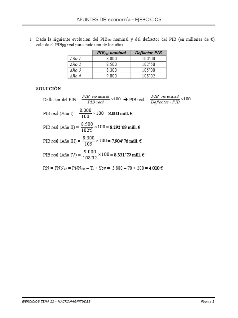 Ejercicios Resueltos Economia 1 Tema 9 | PDF