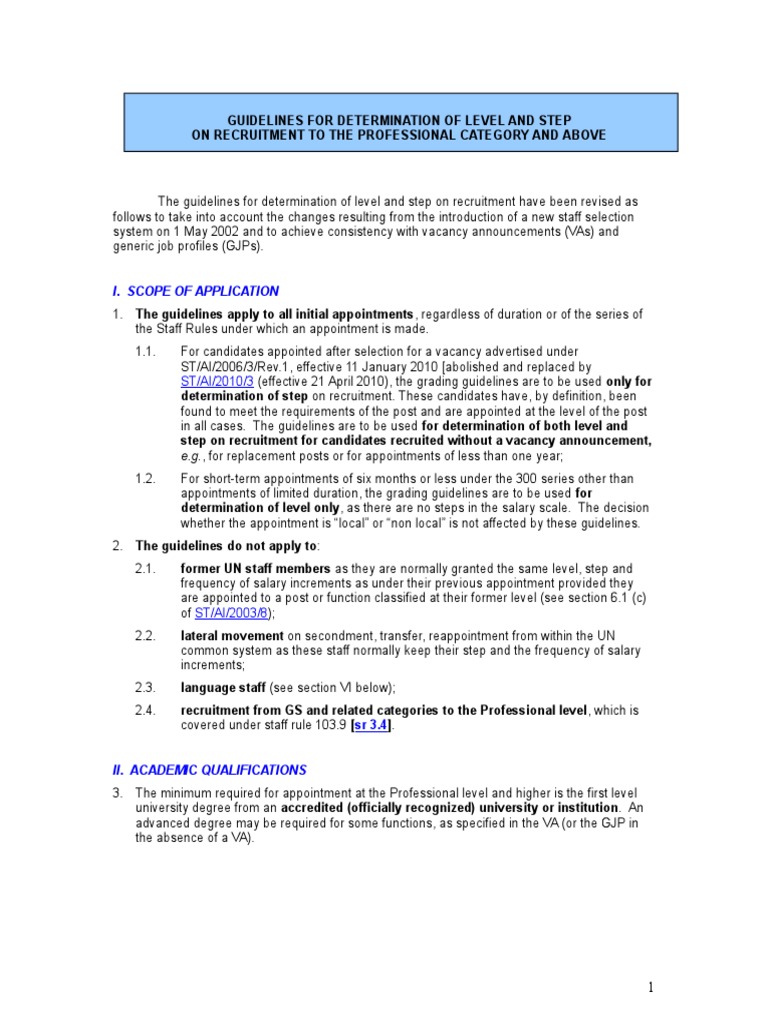 Recruitment Level and Step Guidelines | PDF | Academic Degree | Master ...