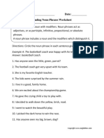 Finding Noun Phrases Worksheet PDF